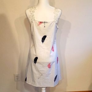 White tapestry silk linen dress